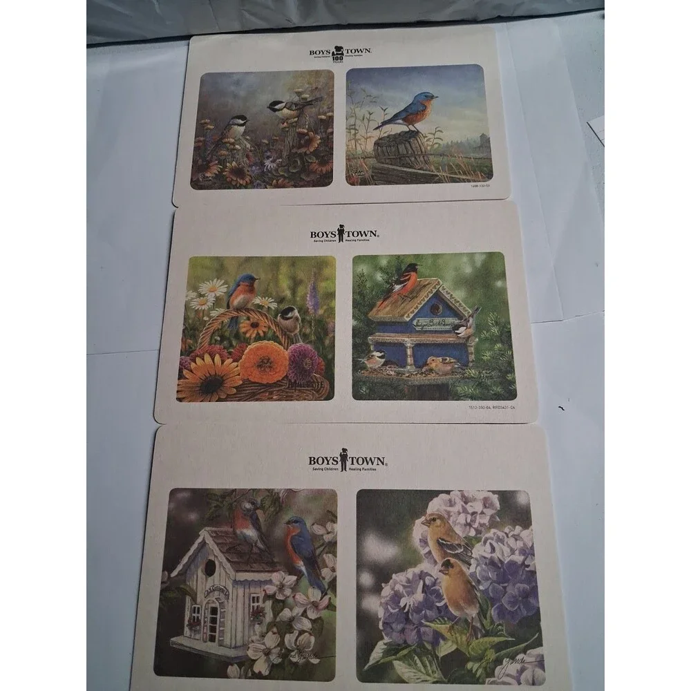 Boys Town 100 Years Bird Coasters Set of 12  Chipboard Double Sided New Unused